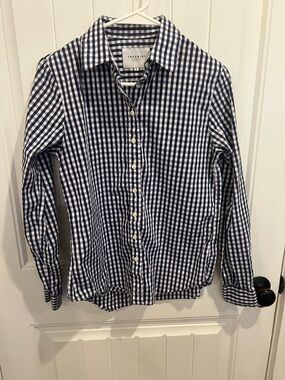 The Shirt by Rochelle Behrens Navy and White Gingham Button-Up